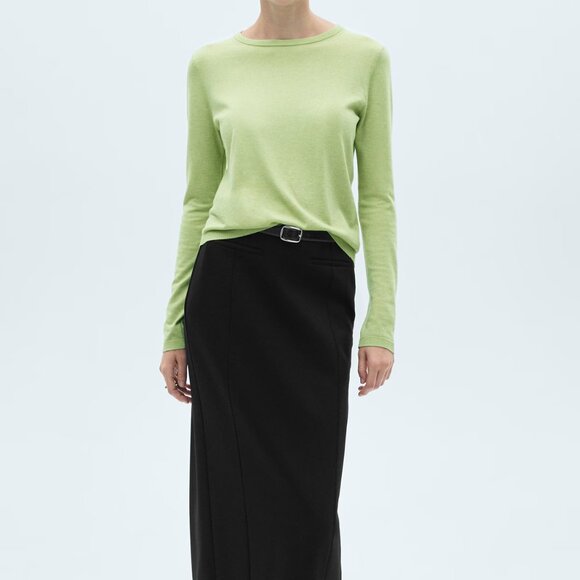 Mango Aqua Green Fine-knit Crew-Neck Sweater/NWT/S - Picture 2 of 16